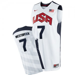 Maillot NBA Blanc Russell Westbrook #7 Team USA 2012 Olympics Authentic Homme Nike