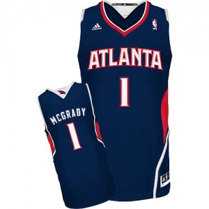 Maillot NBA Atlanta Hawks #1 Tracy Mcgrady Bleu marin Adidas Swingman Road - Homme