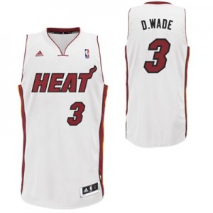 Miami Heat Dwyane Wade #3 Nickname D.WADE Authentic Maillot d'équipe de NBA - Blanc pour Homme