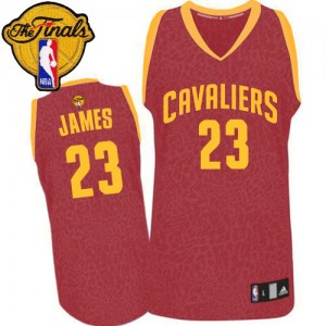 Maillot NBA Cleveland Cavaliers #23 LeBron James Rouge Adidas Authentic Crazy Light 2015 The Finals Patch - Homme