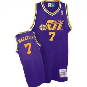 Maillot NBA Utah Jazz #7 Pete Maravich Violet Adidas Authentic Throwback - Homme