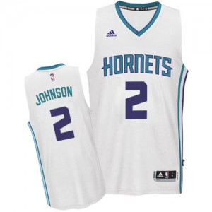 Maillot Adidas Blanc Home Authentic Charlotte Hornets - Larry Johnson #2 - Homme