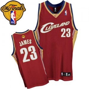 Maillot NBA Vin Rouge LeBron James #23 Cleveland Cavaliers 2015 The Finals Patch Authentic Homme Adidas