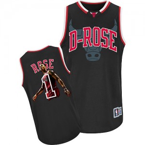 Maillot Authentic Chicago Bulls NBA Notorious Noir - #1 Derrick Rose - Homme