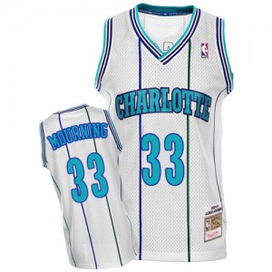 Charlotte Hornets Mitchell and Ness Alonzo Mourning #33 Throwback Authentic Maillot d'équipe de NBA - Blanc pour Homme