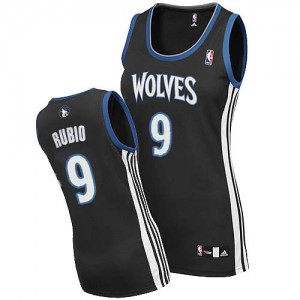 Maillot NBA Noir Ricky Rubio #9 Minnesota Timberwolves Alternate Authentic Femme Adidas