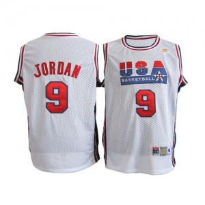Maillots de basket Authentic Team USA NBA Throwback Blanc - #9 Michael Jordan - Homme
