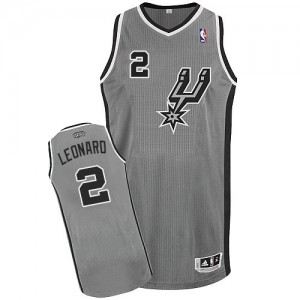 San Antonio Spurs #2 Adidas Alternate Gris argenté Authentic Maillot d'équipe de NBA Braderie - Kawhi Leonard pour Enfants