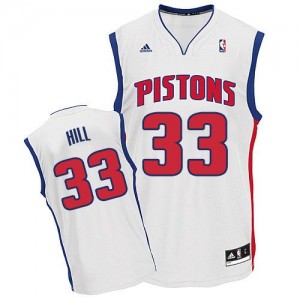 Maillot NBA Detroit Pistons #33 Grant Hill Blanc Adidas Swingman Home - Homme