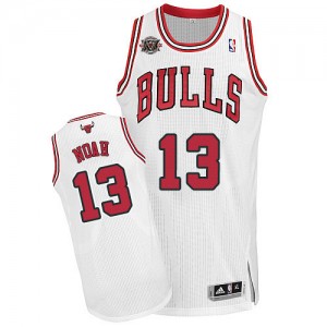 Maillot NBA Blanc Joakim Noah #13 Chicago Bulls Home 20TH Anniversary Authentic Homme Adidas