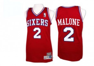 Maillot NBA Philadelphia 76ers #2 Moses Malone Rouge Adidas Authentic Throwback - Homme
