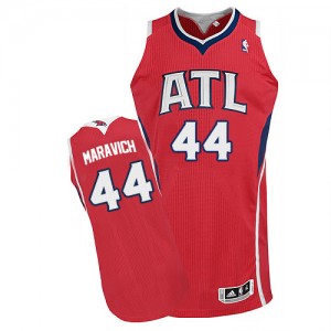 Maillot Adidas Rouge Alternate Authentic Atlanta Hawks - Pete Maravich #44 - Homme