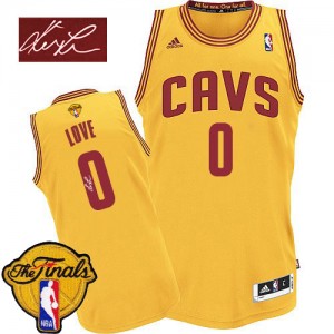 Maillot NBA Authentic Kevin Love #0 Cleveland Cavaliers Alternate Autographed 2015 The Finals Patch Or - Homme