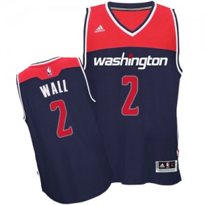 Washington Wizards John Wall #2 Alternate Authentic Maillot d'équipe de NBA - Bleu marin pour Homme