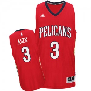 Maillot NBA New Orleans Pelicans #3 Omer Asik Rouge Adidas Swingman Alternate - Homme