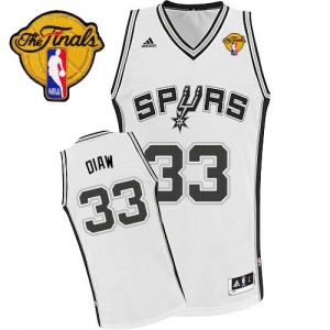 San Antonio Spurs #33 Adidas Home Finals Patch Blanc Swingman Maillot d'équipe de NBA pas cher - Boris Diaw pour Homme
