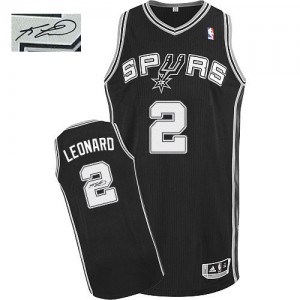 San Antonio Spurs Kawhi Leonard #2 Road Autographed Authentic Maillot d'équipe de NBA - Noir pour Homme