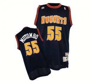 Denver Nuggets Dikembe Mutombo #55 Throwback Authentic Maillot d'équipe de NBA - Bleu marin pour Homme