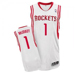 Houston Rockets #1 Adidas Home Blanc Authentic Maillot d'équipe de NBA pas cher - Tracy McGrady pour Homme