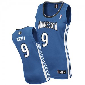 Maillot NBA Slate Blue Ricky Rubio #9 Minnesota Timberwolves Road Authentic Femme Adidas