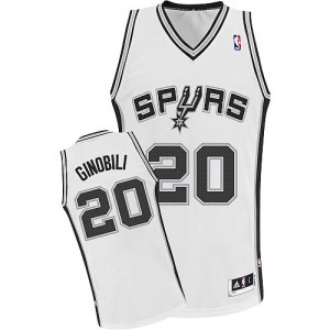San Antonio Spurs #20 Adidas Home Blanc Authentic Maillot d'équipe de NBA magasin d'usine - Manu Ginobili pour Enfants