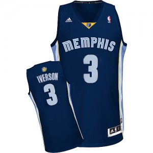 Memphis Grizzlies #3 Adidas Road Bleu marin Authentic Maillot d'équipe de NBA en soldes - Allen Iverson pour Homme