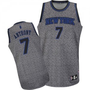 New York Knicks #7 Adidas Static Fashion Gris Authentic Maillot d'équipe de NBA pas cher - Carmelo Anthony pour Homme