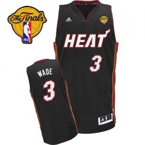 Maillot NBA Noir Dwyane Wade #3 Miami Heat Road Finals Patch Swingman Homme Adidas