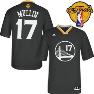 Golden State Warriors Chris Mullin #17 Alternate 2015 The Finals Patch Authentic Maillot d'équipe de NBA - Noir pour Homme