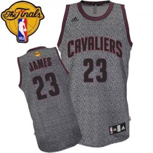 Maillot Authentic Cleveland Cavaliers NBA Static Fashion 2015 The Finals Patch Gris - #23 LeBron James - Homme