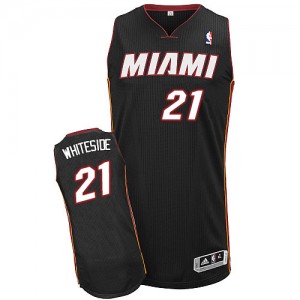 Miami Heat Hassan Whiteside #21 Road Authentic Maillot d'équipe de NBA - Noir pour Homme