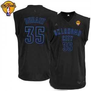 Maillot NBA Noir Kevin Durant #35 Oklahoma City Thunder Black Finals Patch Swingman Homme Adidas