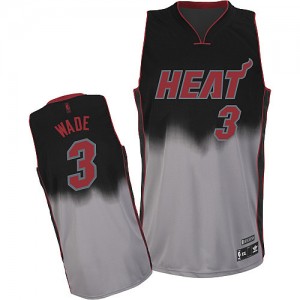 Maillot NBA Authentic Dwyane Wade #3 Miami Heat Fadeaway Fashion Gris noir - Homme