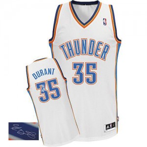 Oklahoma City Thunder #35 Adidas Home Autographed Blanc Authentic Maillot d'équipe de NBA sortie magasin - Kevin Durant pour Homme