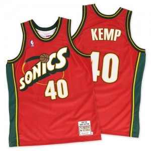 Maillot NBA Authentic Shawn Kemp #40 Oklahoma City Thunder Throwback SuperSonics Rouge - Homme