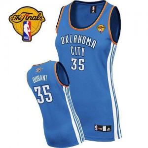 Maillot Adidas Bleu royal Road Finals Patch Authentic Oklahoma City Thunder - Kevin Durant #35 - Femme