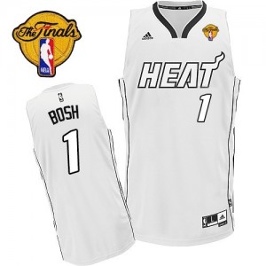 Maillot NBA Blanc Chris Bosh #1 Miami Heat Finals Patch Swingman Homme Adidas