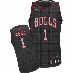 Maillot Adidas Noir Rhythm Fashion Authentic Chicago Bulls - Derrick Rose #1 - Homme