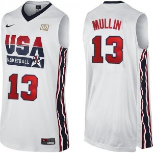 Team USA #13 Nike 2012 Olympic Retro Blanc Authentic Maillot d'équipe de NBA la meilleure qualité - Chris Mullin pour Homme