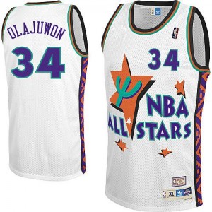 Maillot NBA Blanc Hakeem Olajuwon #34 Houston Rockets Throwback 1995 All Star Authentic Homme Adidas