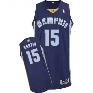 Memphis Grizzlies Vince Carter #15 Road Authentic Maillot d'équipe de NBA - Bleu marin pour Homme
