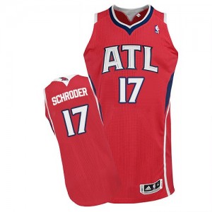 Maillot NBA Atlanta Hawks #17 Dennis Schroder Rouge Adidas Authentic Alternate - Homme