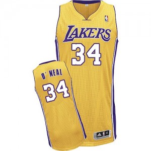 Los Angeles Lakers #34 Adidas Home Or Authentic Maillot d'équipe de NBA boutique en ligne - Shaquille O'Neal pour Homme