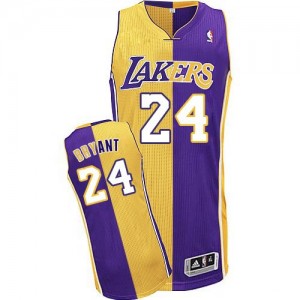 Maillot NBA Or / Violet Kobe Bryant #24 Los Angeles Lakers Split Fashion Authentic Homme Adidas