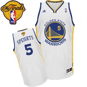 Maillot NBA Golden State Warriors #5 Marreese Speights Blanc Adidas Swingman Home 2015 The Finals Patch - Homme