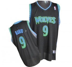 Maillot Authentic Minnesota Timberwolves NBA Vibe Noir - #9 Ricky Rubio - Homme