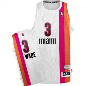 Miami Heat #3 Adidas ABA Hardwood Classic Blanc Authentic Maillot d'équipe de NBA sortie magasin - Dwyane Wade pour Homme