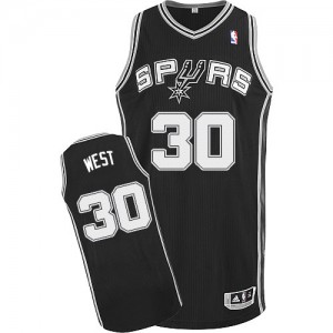 San Antonio Spurs David West #30 Road Authentic Maillot d'équipe de NBA - Noir pour Homme