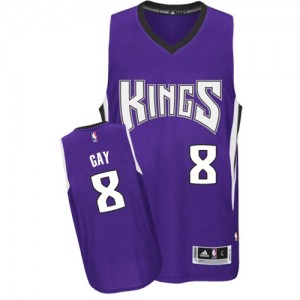Maillot NBA Sacramento Kings #8 Rudy Gay Violet Adidas Authentic Road - Homme