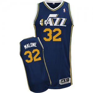 Maillot Authentic Utah Jazz NBA Road Bleu marin - #32 Karl Malone - Homme